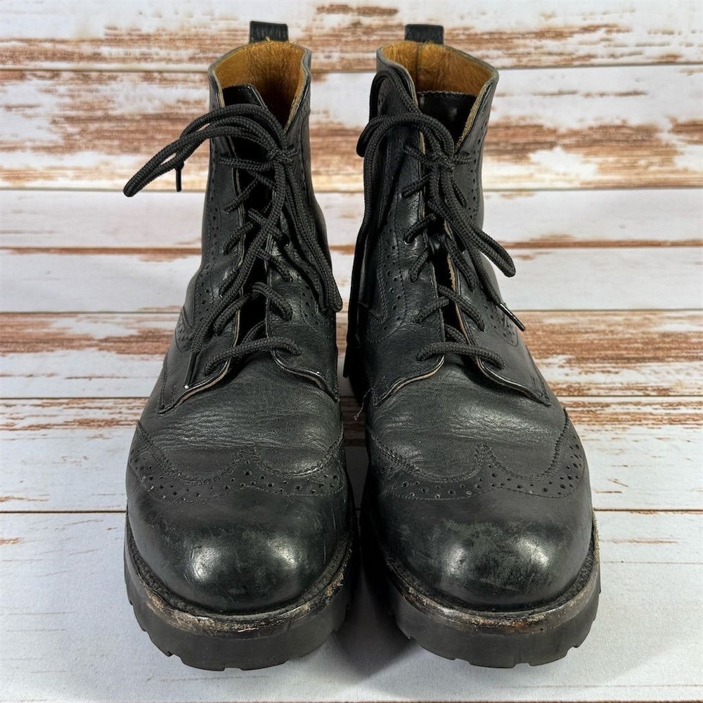 Frye Men's 8.5 Black Leather Lace Up Ankle Boots Brogue Casual 8011470